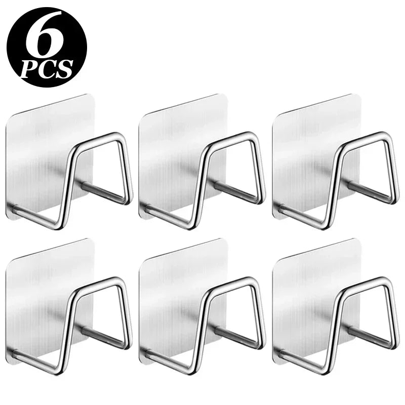 1/10pcs Kitchen Stainless Steel Sink Sponges Holder Self Adhesive Drain Drying Rack Shelf Household Wall Hooks Storage Organizer