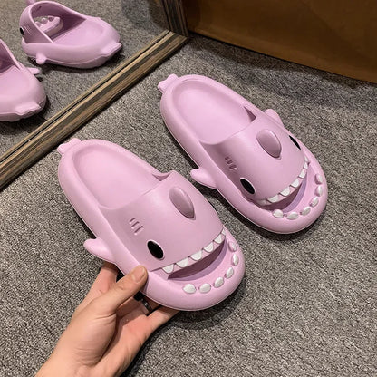 New Shark Slippers for Women Men Shoes Shark Flip Flops Beach Slides Female Home Slipper Bathroom Non-Slip Thick Sandals Couples