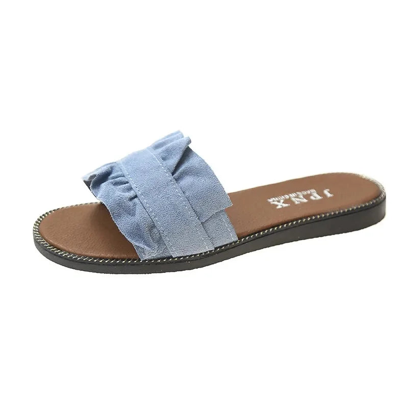 2025 Spring Summer New Women's Slippers Casual Beach Plus Size Women's Sandals Flat Bottom One-Row Slippers Wholesale