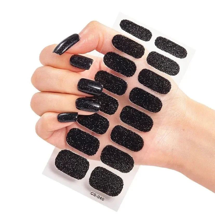 Semi Cured Gel Nail Sticker Pure Color UV LED Lamp Covered Waterproof Full Adhesive Long Self Nail Decals Manicure Lasting