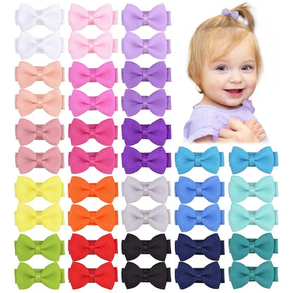 RIBBON BOWS Mini Ribbon Hair Bows Clip for Girls Bangs Hairgrips Covered Safety Bows Headwear Kids Head Claw Accessories