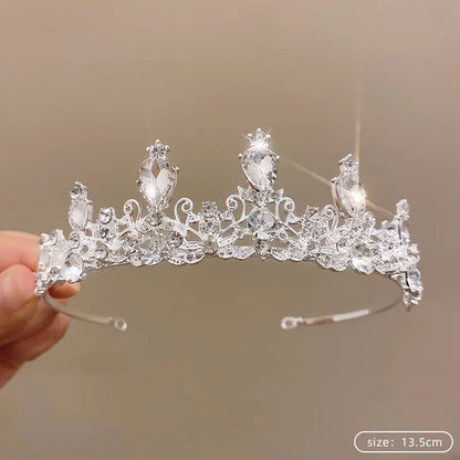 Silver Color Crystal Tiaras and Crowns Rhinestone Prom Diadem Crown Tiara for Women Bride Bridal Wedding Hair AccessoriesJewelry