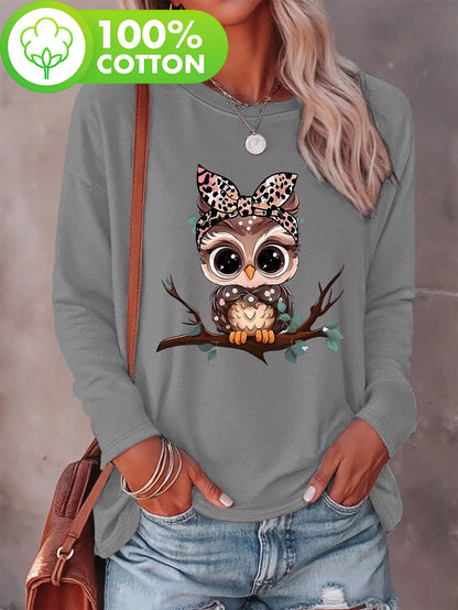 Heart Love Print Crew Neck T shirt Casual Autumn winter top women's long sleeved T-shirt loose comfortable black  white