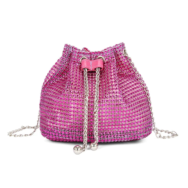 Sophisticated Rhinestone Bucket Bag; High Fashion Versatile Chain Shoulder Bag Designed For Women.