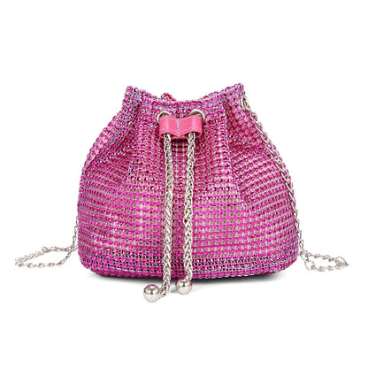 Sophisticated Rhinestone Bucket Bag; High Fashion Versatile Chain Shoulder Bag Designed For Women.