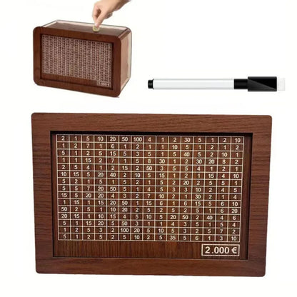 1000/3000/5000/10000 Euro Money Box Wooden Piggy Bank Reusable Money Vault Savings Box Challenge Cash Storage Case Children
