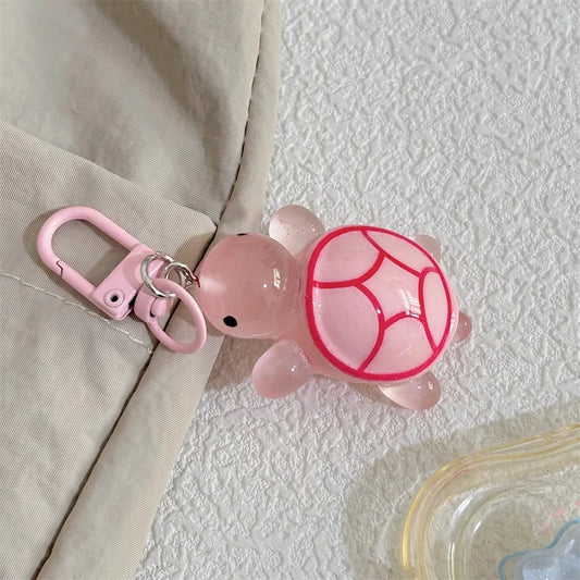 Cartoon Luminous Colored Turtle Pendant Keychain Cute Backpack Hangings Decoration Ornament  Keyrings Car Trinket Gifts