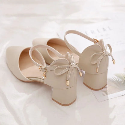 2025 Spring/Summer Hot Sale！Fairy Style Thin-Strap High Heels - Bowknot with Golden Buckle, Comfortable & Versatile