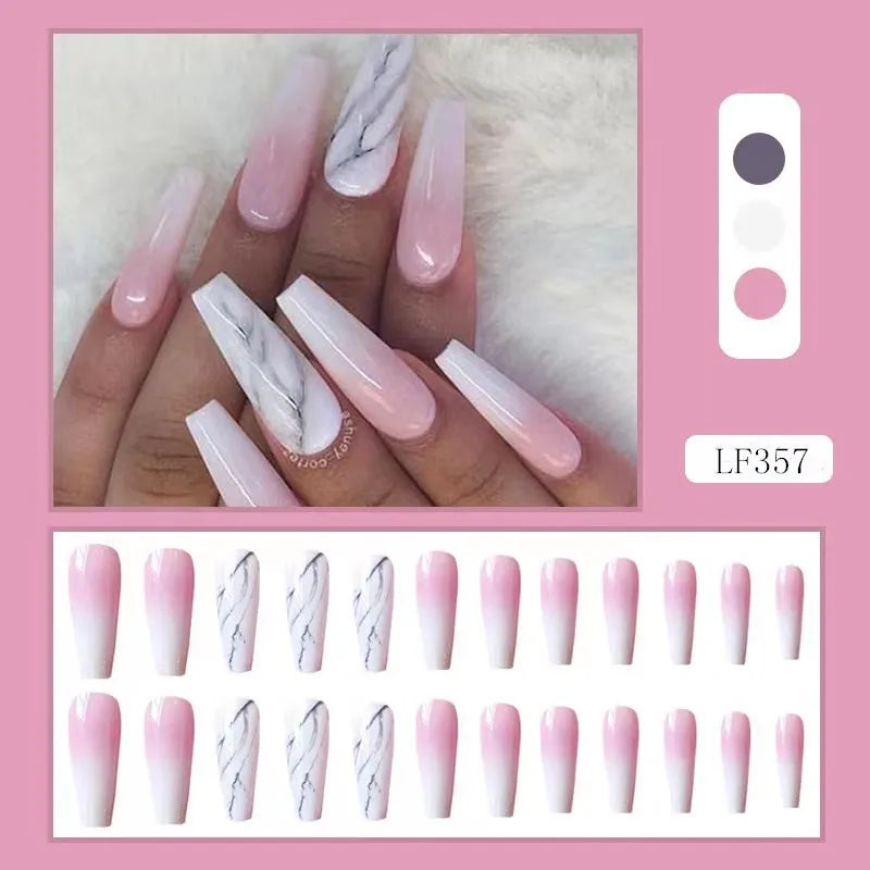 Luxury Designed Reusable Pink Nude False Nails Short Custom Acrylic Press On Nails Artificial Nails With Glue For Woman And Girl