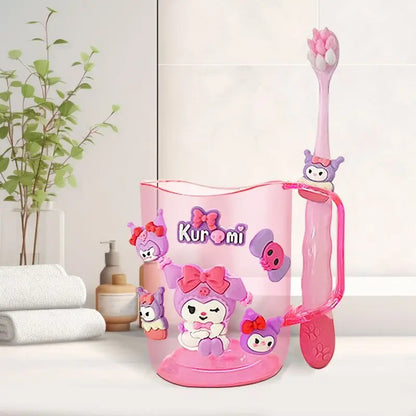 New kawaii Hello kitty children's mouthwash cup kuromi teeth jar brush cup My melody toothbrush holder Children's wash cup set