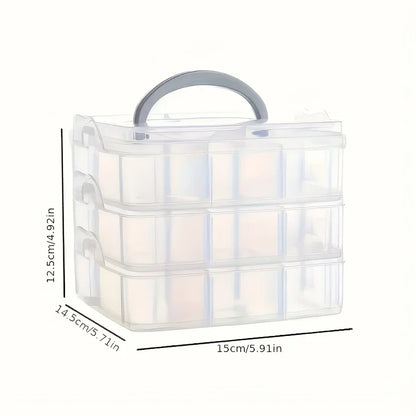 3-layer 18 Compartment Transparent Storage Box, Jewelry and Toy Storage Box, Suitable for Kitchen, Jewelry Organizer
