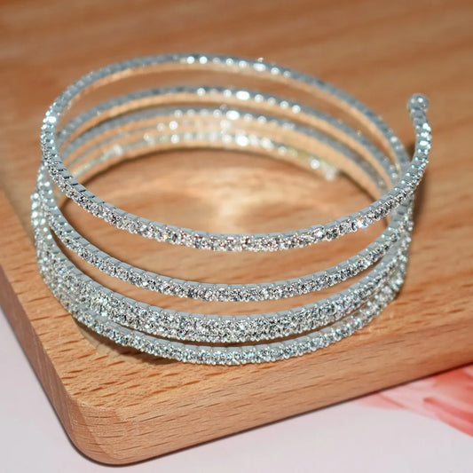 Rave Rhinestone Multilayer Arm Chain Arm Adornment Jewelry Spiral Bracelet Bright Coiled Snake Bracelets Women