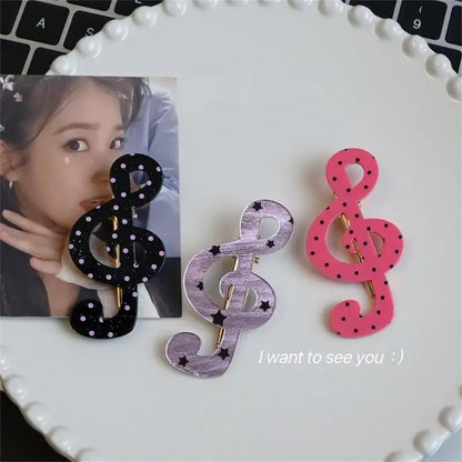 Stylish Striped Star Musical Note Resin Hair Clip Elegant Barrettes Daily Hairpin For Women Girls Fashion Accessories
