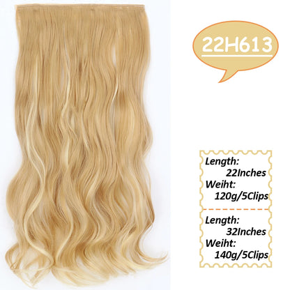 NICESY Synthetic Long Wavy 5 Clips Hair Extensions 22Inch/32Inch Clip On Hair Extensions High Tempreture Fake For Women