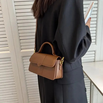 Fashionable Small Square Handbag Women's Crossbody Bag Trendy Handbag Soft PU Leather Neutral Minimalist Style Mobile Phone Pock