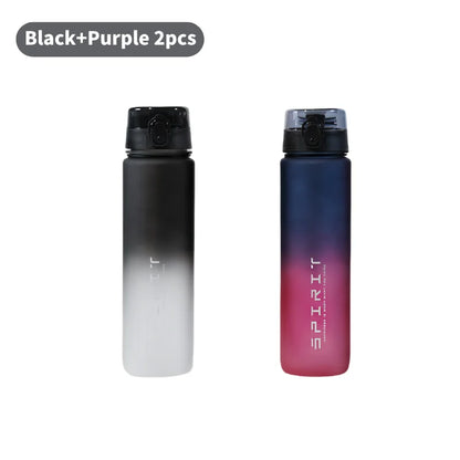 1 Liter Large Capacity Sports Water Bottle Gradient Color Plastic Cup Drink items Outdoor Beach Travel Portable Gym Fitness Jugs