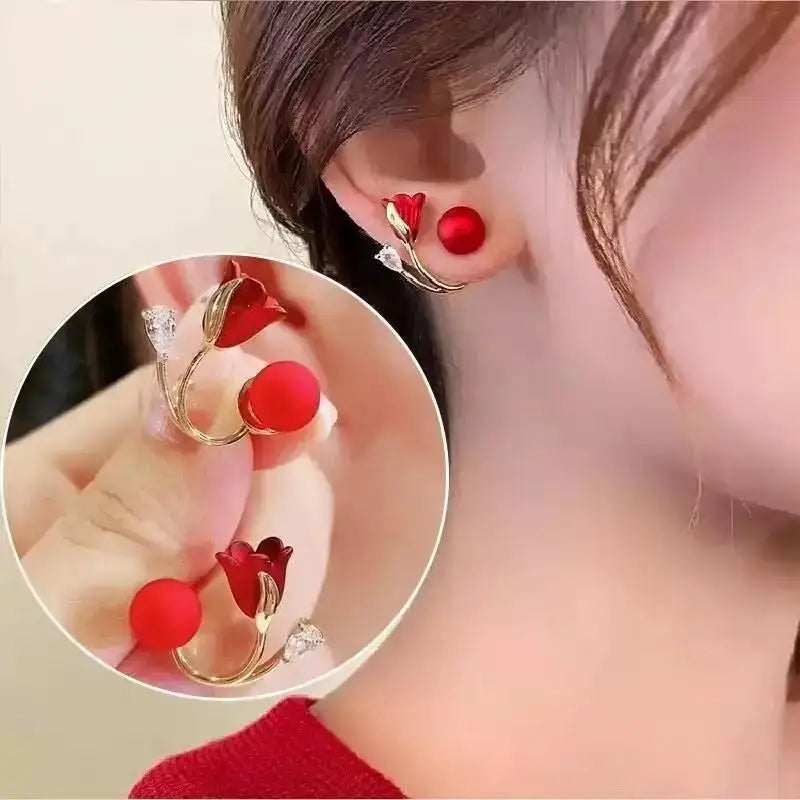 925 Silver Needle Korean Fashion Crystal Flower Earrings For Women Jewelry 2026 Trending  Women's French Pearl Earrings z40