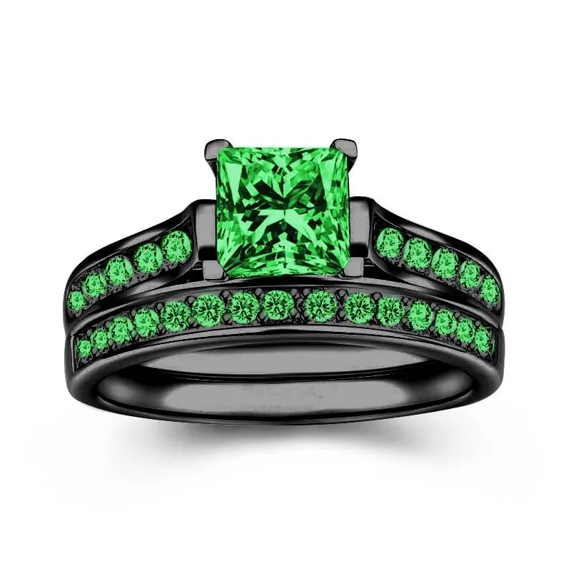 Fashion Couple Rings Romantic Women Rhinestones CZ Rings Set Trendy Men Stainless Steel Zircon Stone Rings Wedding Band Jewelry