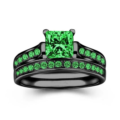 Fashion Couple Rings Romantic Women Rhinestones CZ Rings Set Trendy Men Stainless Steel Zircon Stone Rings Wedding Band Jewelry