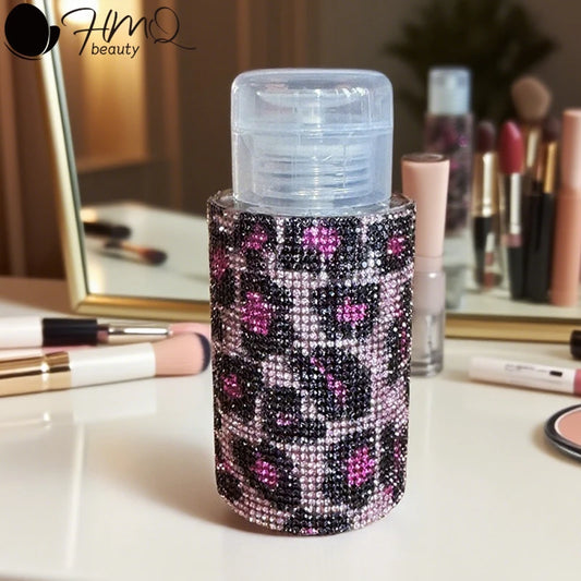 Diamond Design 200ml Empty Liquid Bottle Press Pump Dispenser Refillable Container for Nail Polish Remover Makeup Manicure Tool