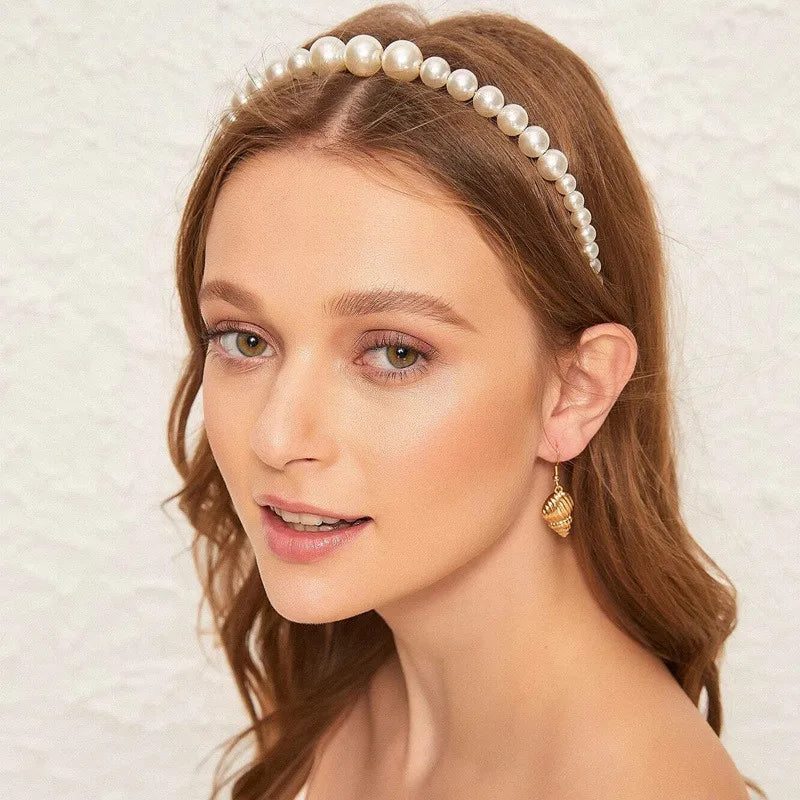 VAGZEB Fashion Full Pearl Hairbands Elastic Flower Women Hair Hoop Bands Headband Bezel Girls Hair Accessories Headdress
