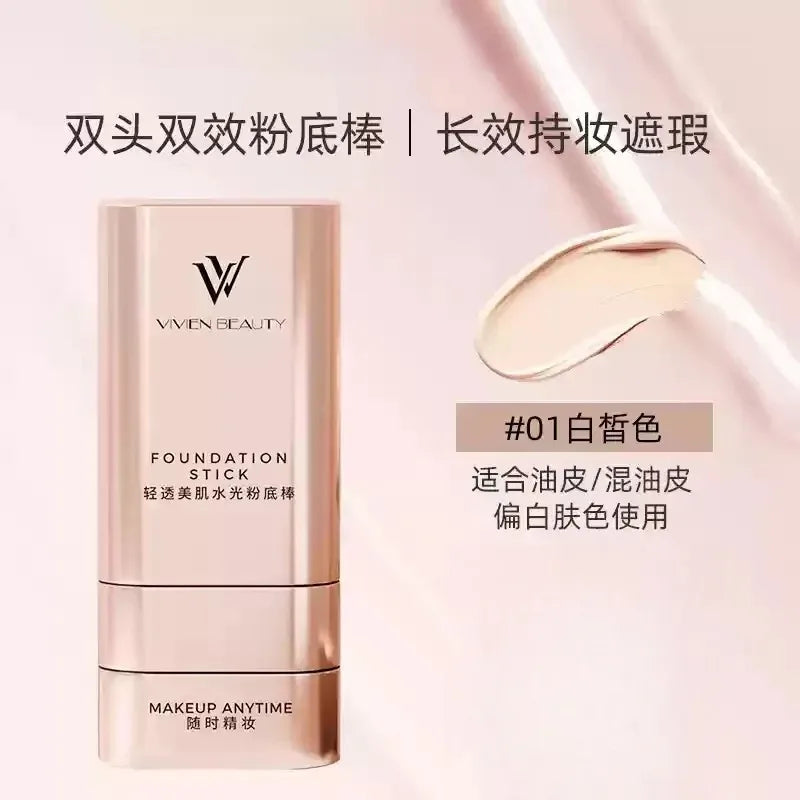 VIVIEN BEAUTY Double-Head Foundation Stick - Light Transparent Concealer Erases Spots & Acne Pores While Brightening Skin Tone