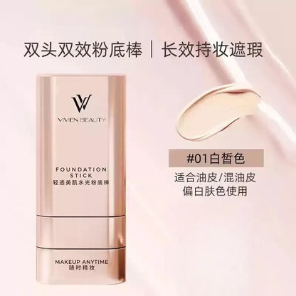 VIVIEN BEAUTY Double-Head Foundation Stick - Light Transparent Concealer Erases Spots & Acne Pores While Brightening Skin Tone