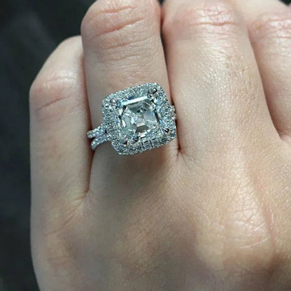 New Fashion Square Flashing Ring with Geometric Luxury Inlaid AAA Cubic Zirconia  Wedding Accessories Women's Jewelry