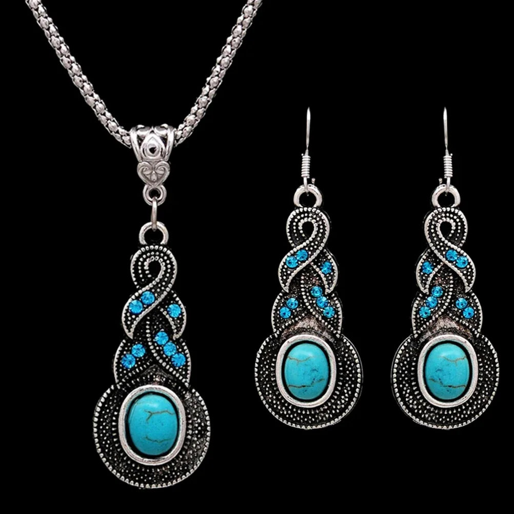 2Pcs/lot Simple Fashion Geometric Zircon Necklace Earrings Kit For Women Wedding Bride Jewelry Set Accessories Gift