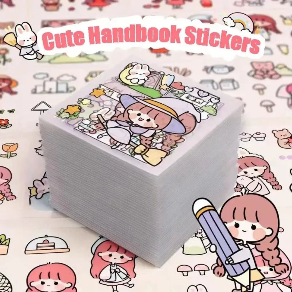 10/20/50Pcs Cute Cartoon Patterns PVC Stickers Waterproof DIY Notebook Decoration Scrapbook Decor Transparent