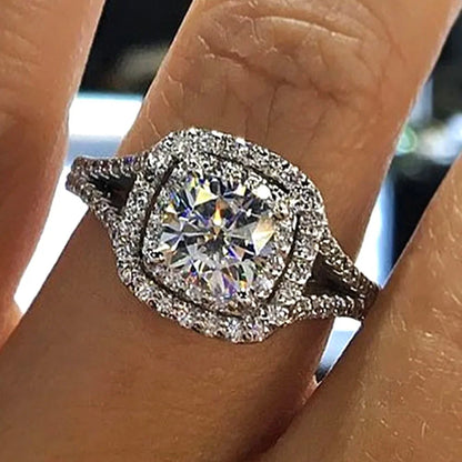 New Fashion Square Flashing Ring with Geometric Luxury Inlaid AAA Cubic Zirconia  Wedding Accessories Women's Jewelry