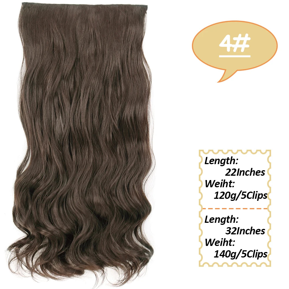 NICESY Synthetic Long Wavy 5 Clips Hair Extensions 22Inch/32Inch Clip On Hair Extensions High Tempreture Fake For Women