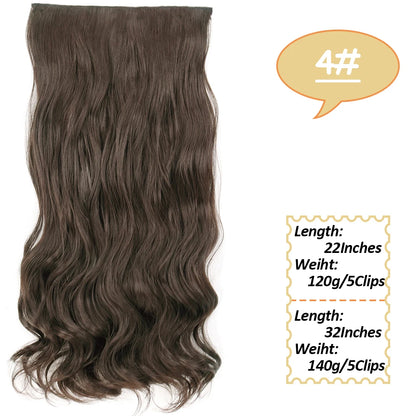 NICESY Synthetic Long Wavy 5 Clips Hair Extensions 22Inch/32Inch Clip On Hair Extensions High Tempreture Fake For Women