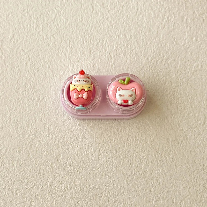 KLASSNUM Portable Cute Cartoon Contact Lens Case Drawer Design Color Contact Lenses Box Container Storage Case Travel Accessory