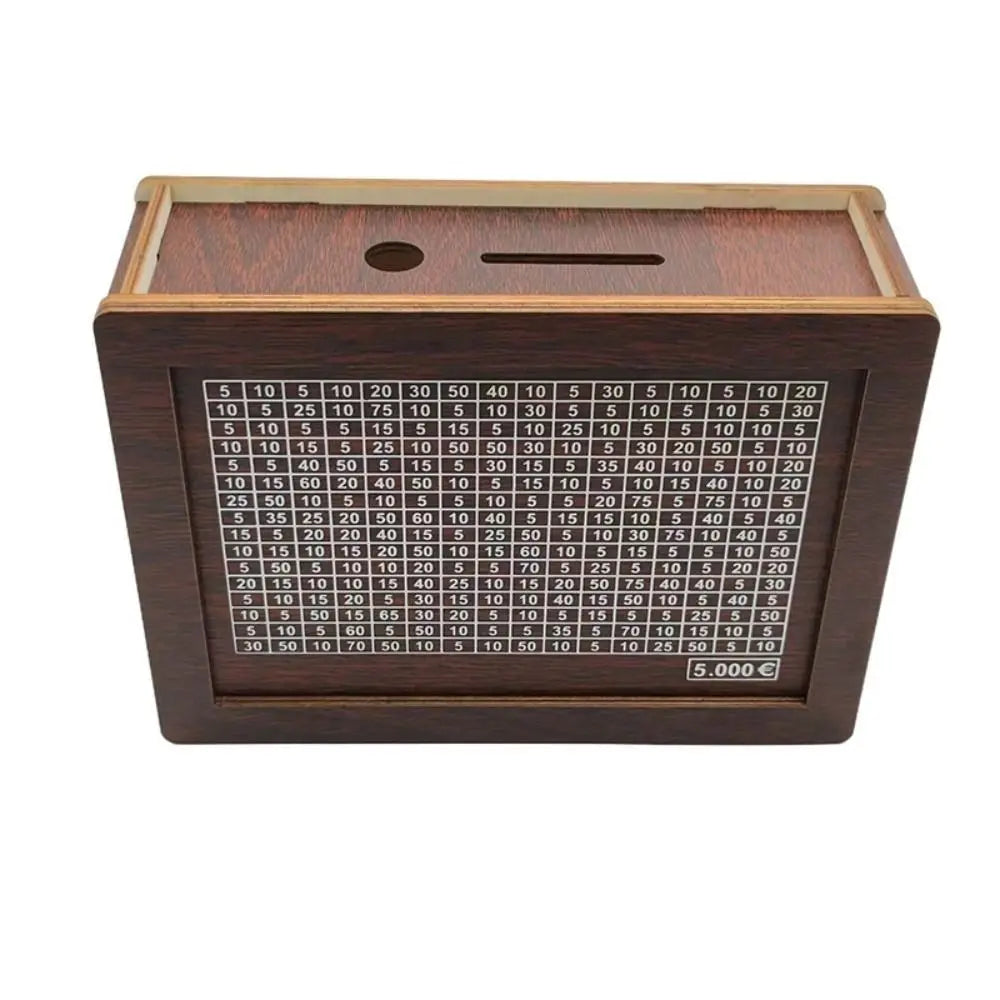 1000/3000/5000/10000 Euro Money Box Wooden Piggy Bank Reusable Money Vault Savings Box Challenge Cash Storage Case Children