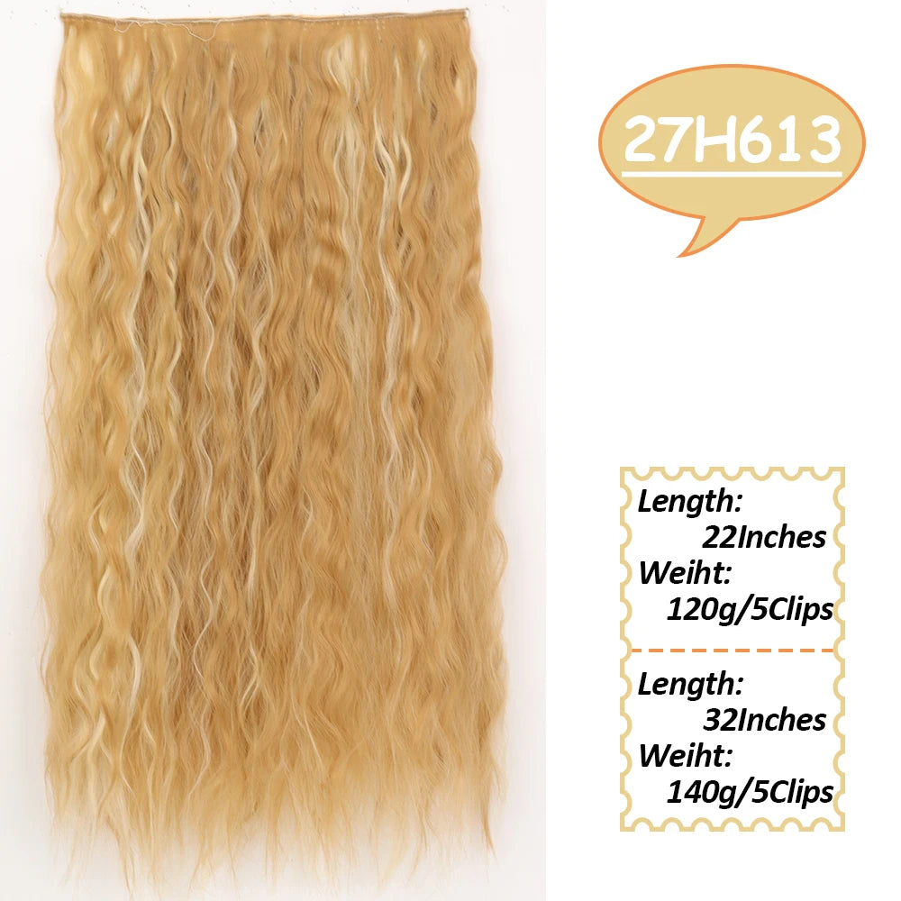 NICESY Synthetic Long Wavy 5 Clips Hair Extensions 22Inch/32Inch Clip On Hair Extensions High Tempreture Fake For Women