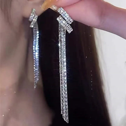 2023 New Fashion Trend Unique Design Delicate Elegant Green Zircon Tassel Earrings Women High Jewelry Wedding Party Gifts
