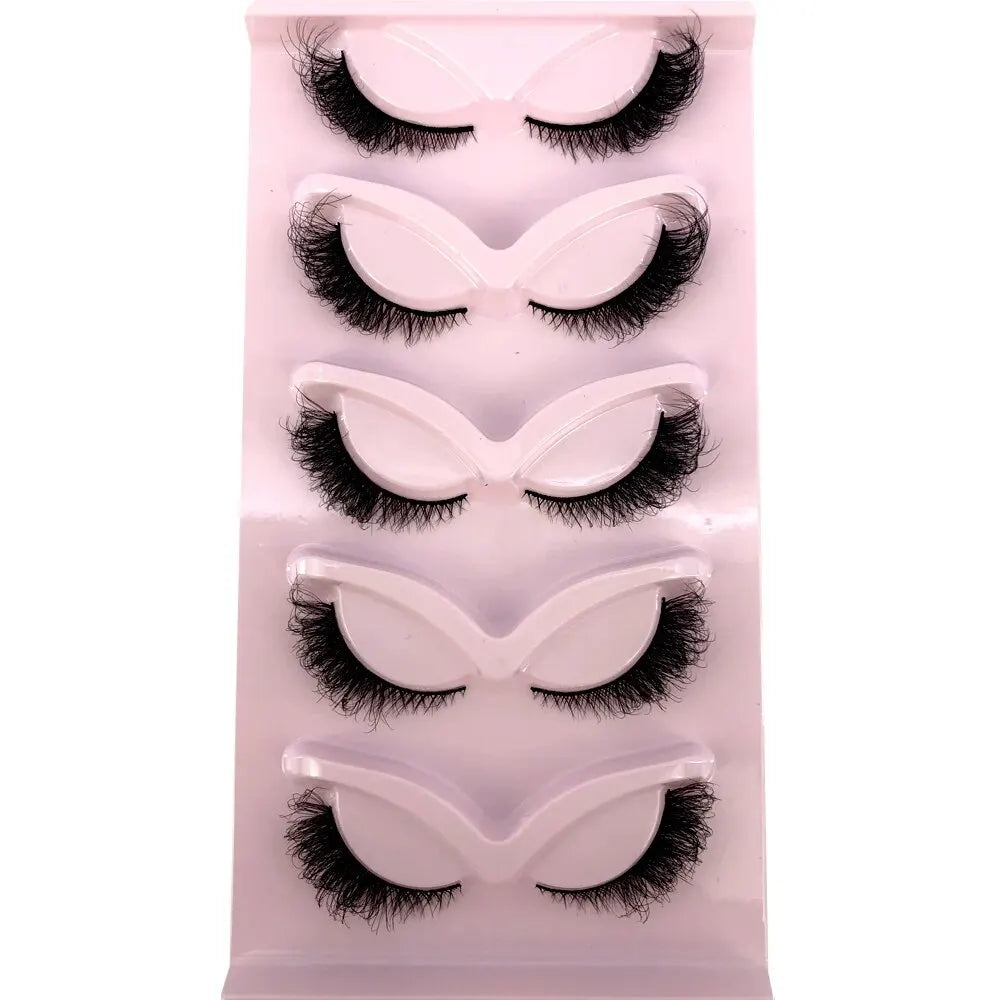 5 Pairs Cat/Fox Eyelashes Faux Mink Eyelashes Winged End Eye Elongated Eyelashes Fake Lashes Soft Natural Long Full Strip Lashes