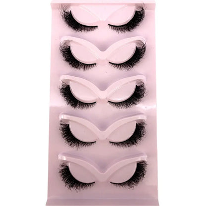 5 Pairs Cat/Fox Eyelashes Faux Mink Eyelashes Winged End Eye Elongated Eyelashes Fake Lashes Soft Natural Long Full Strip Lashes