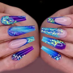 Wholesale Price Press On Nails Ballerina Medium Coffin False Nails French Tip Nails Manicure Stick On Nails Acrylic Fake Nails