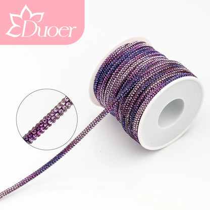 DUOER 3mm 5/10 Yards Glass Rhinestones Rope Tube GlitterDiamond Cord Soft Shoelace Drawstring Trimming For DIY Hoodies Trouser