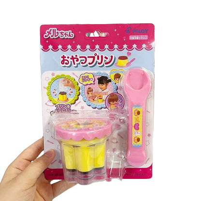 Feeding Pudding Feeding Toy Cute Pink Jelly Strawberry Pudding Set Desktop Ornament Models Desk interior for Children Funny Gift