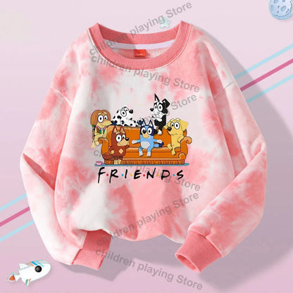 Blueyi Series Kid Pullover Sweatshirts Trendy Long Sleeves Top Bingo Autumn Winter Cartoon Child Clothes Birthday Christmas Gift