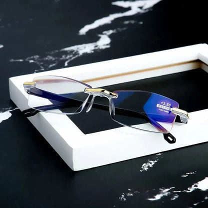 Diopter +1.0 +1.5 +2.0 +2.5 +3.5 +4.0 Frameless Anti-blue Light Reading Glasses Women Men Ladies Presbyopia Eyewear Frames