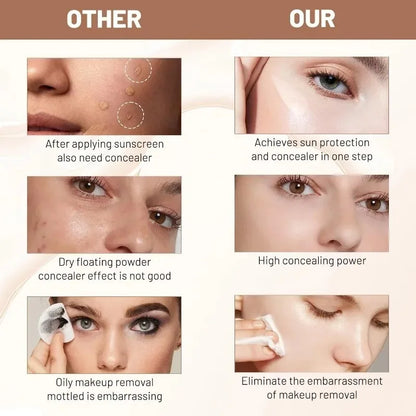 4 in 1 Foundation Liquid Hydrating Medium Full Coverage Concealer SPF 50+ Longwearing Waterproof Foundation Natural Face Makeup