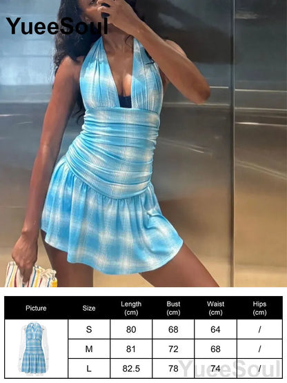 Blue Mini Dress Summer Sleeveless Slim Sexy Women Dresses 2025 New Sweet Cute Evening Party Casual High Street Y2K Dress