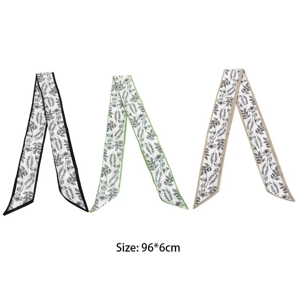 Spring Hairbands Ins Long Scarf Korean Style Scarves Floral Hair Bands Flower Printed Scarf Satin Silk Scarf Women Hair Ribbon