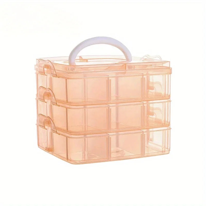 3-layer 18 Compartment Transparent Storage Box, Jewelry and Toy Storage Box, Suitable for Kitchen, Jewelry Organizer