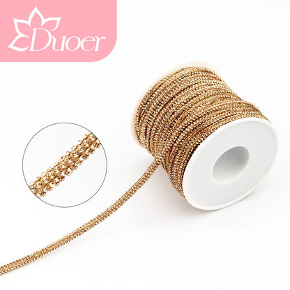 DUOER 3mm 5/10 Yards Glass Rhinestones Rope Tube GlitterDiamond Cord Soft Shoelace Drawstring Trimming For DIY Hoodies Trouser