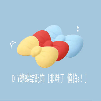 Women's Fairy Tale Style Thick Bottom Cotton Slippers Winter Waterproof Outdoor Cute Butterfly Knot Heel Fleece Lined Anti-sl...